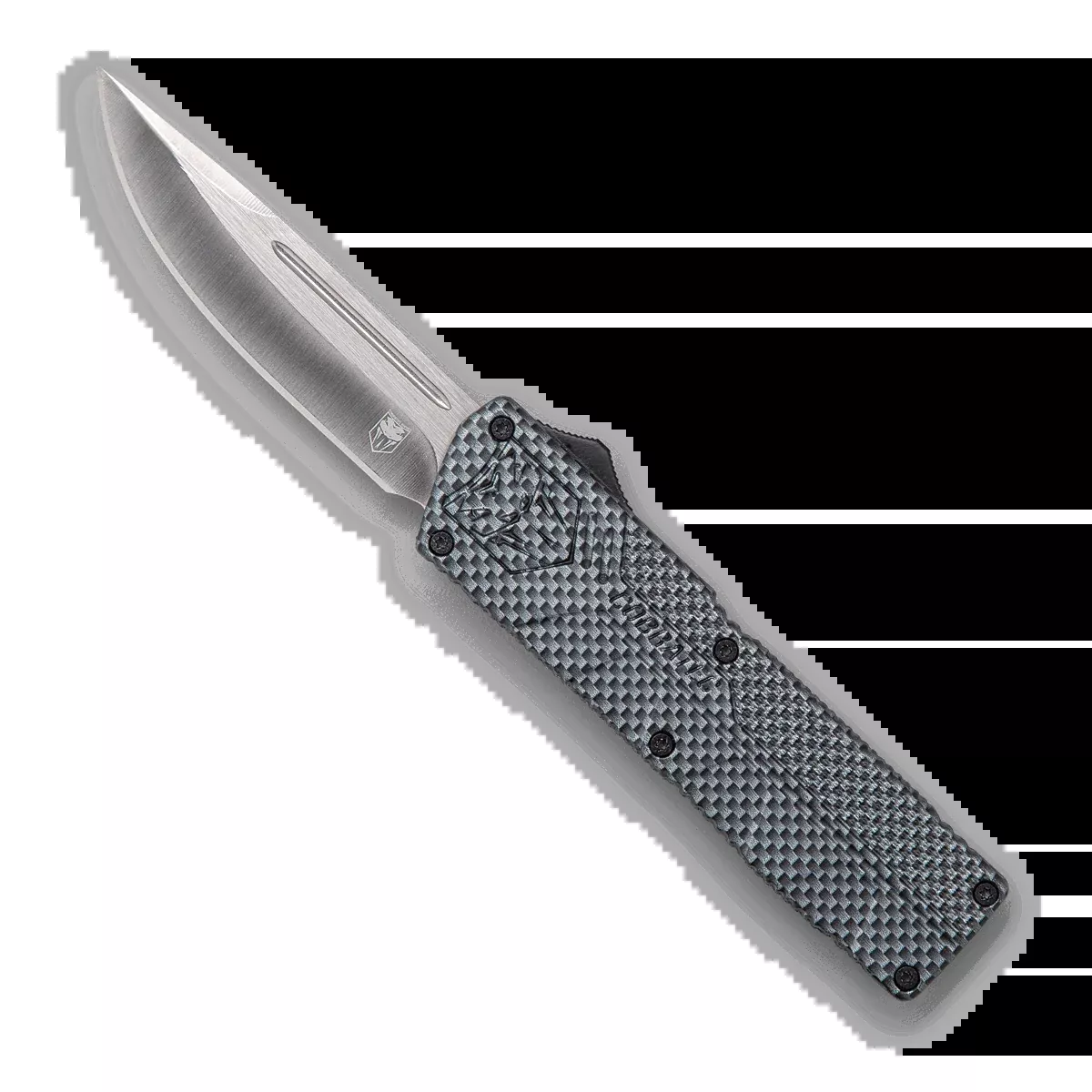 CobraTec Lightweight OTF Knife – Carbon Fiber Handle, Drop Point Blade