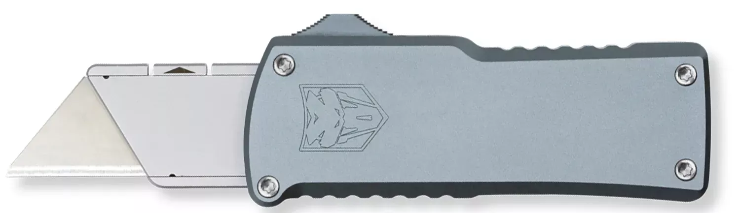 CobraTec Utility Knife OTF 3.38″ Gray Aluminum Handle CTOTFUTGRY
