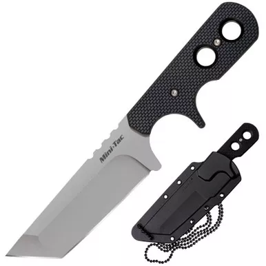 Cold Steel 49HTF Mini Tac Neck Fixed Blade Knife 3.7″ AUS-8 Tanto Griv-Ex Handle