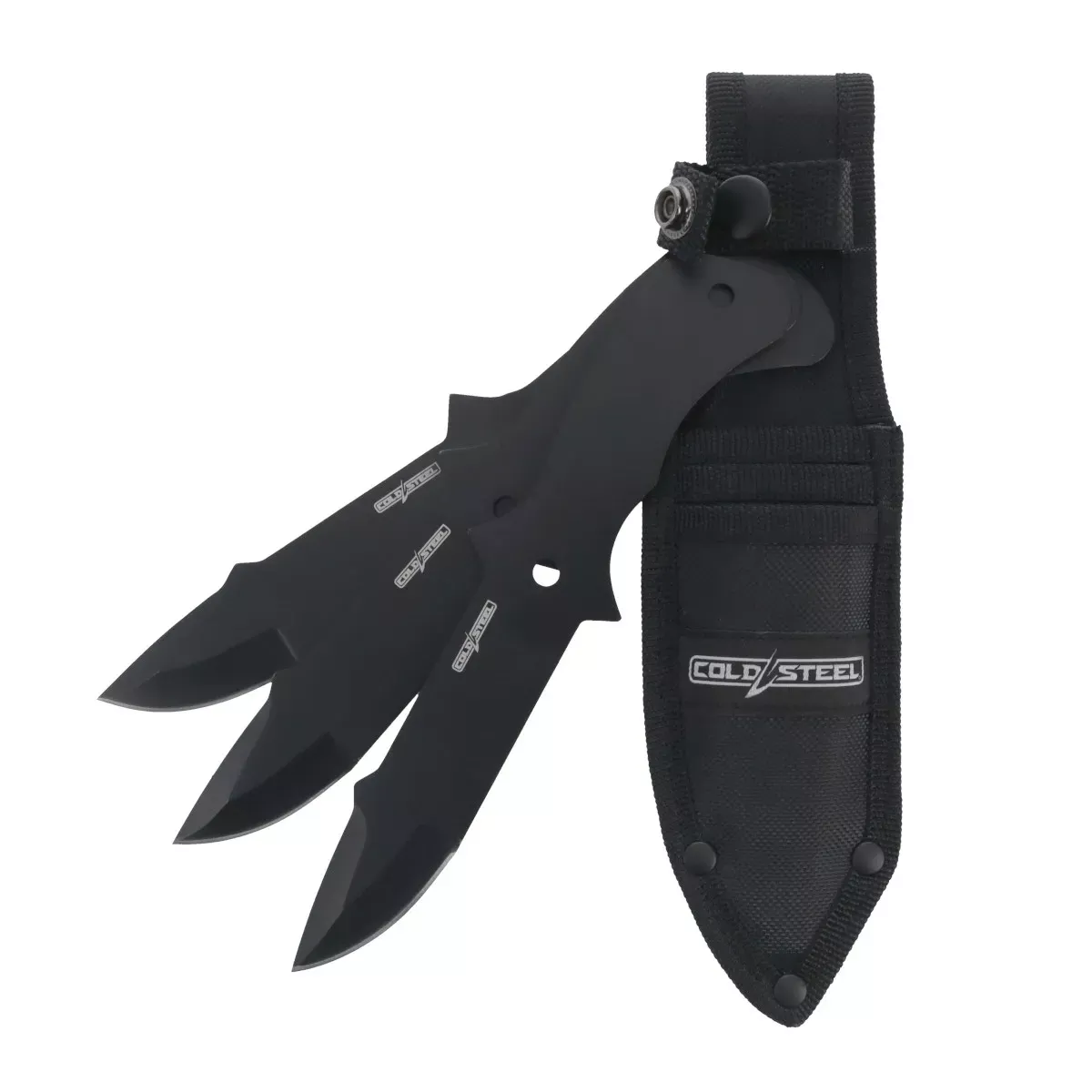 Cold Steel Throwing Knives Set of 3 Fixed 8″ Drop Point Plain Black Oxide 420 Stainless Steel Blade, Includes Sheath CSTH80KVC3PK