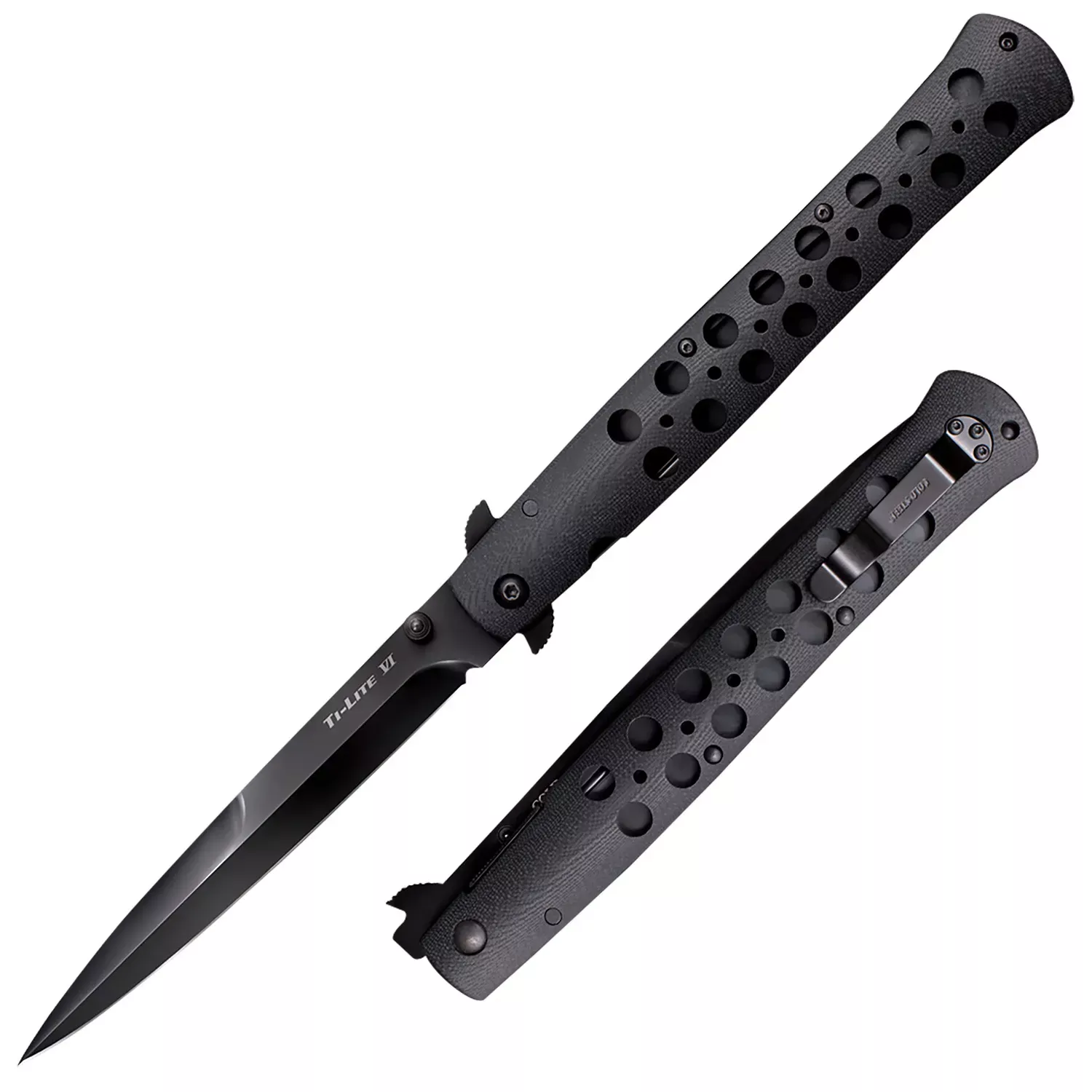 Cold Steel Ti-Lite 6″ Folding Spear Point Plain Black w/DLC Cooating S35VN SS Blade/4.75″ Black G10 Handle