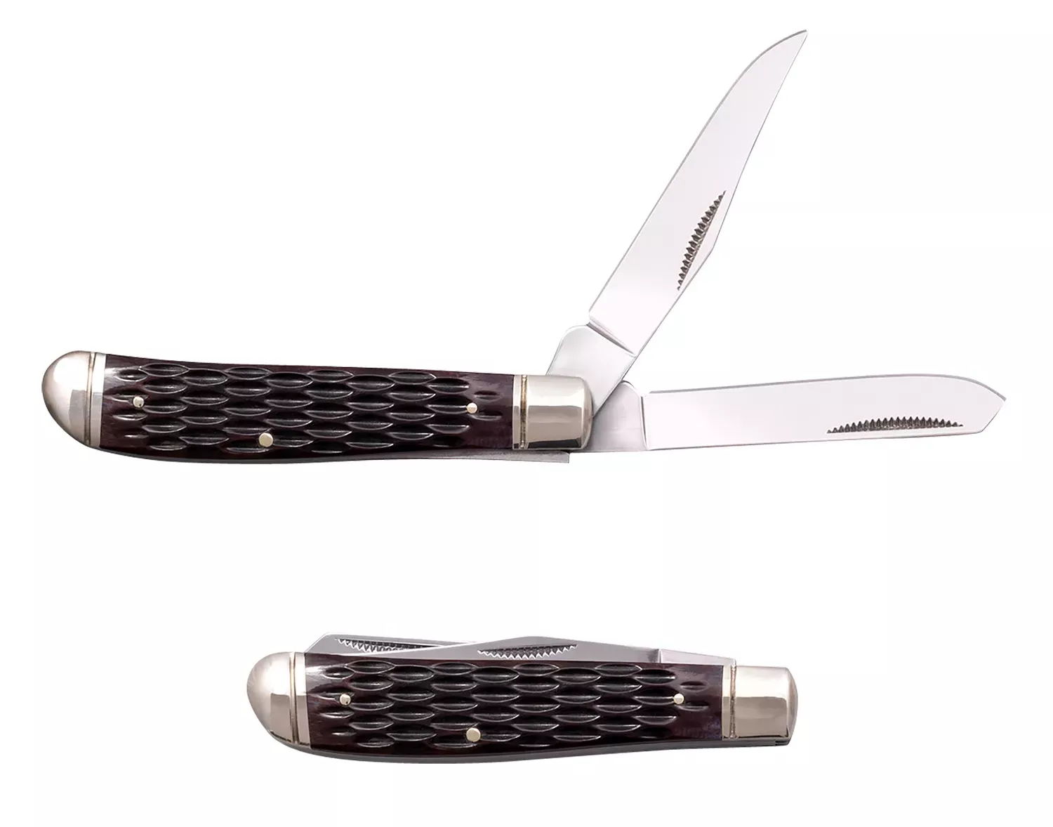 Cold Steel Trapper Mini 2.60"/2.70" Folding Clip/Spey Plain SS Blade Brown Handle