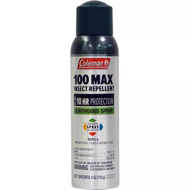 Coleman 7494 Max Insect Repellent, 4 Ounce, 100% Deet, Continuous Spray, Silver
