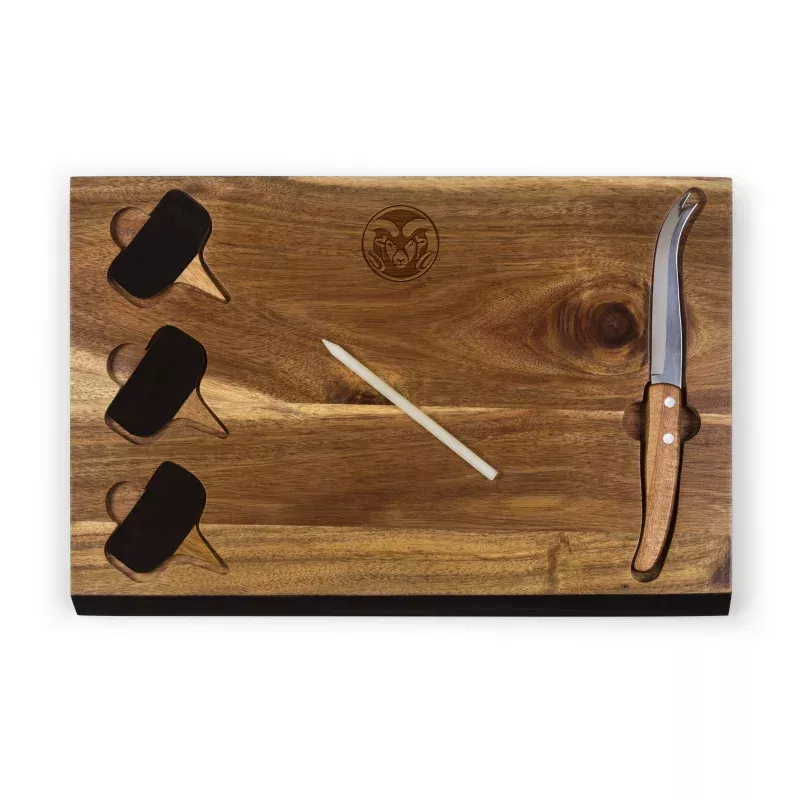 Colorado State Rams – Delio Acacia Cheese Cutting Board & Tools Set
