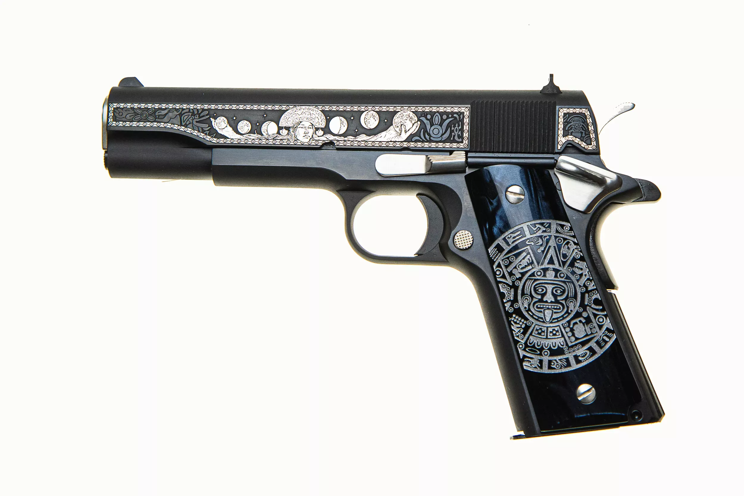 Colt 1911 Classic Mama Quilla Moon Goddess 38 Super Pistol 5″ Black Engraved 1911C38MQM
