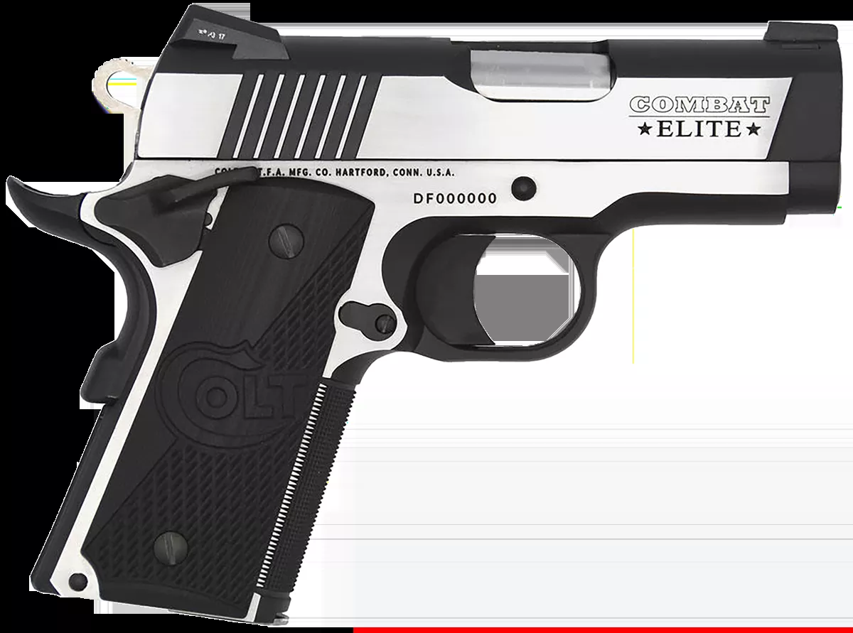 Colt Combat Elite Defender 9mm Pistol 8+1 3″ SS Barrel SS Slide/Frame Night Sights Thumb/Grip Safeties Two-tone O7082CE