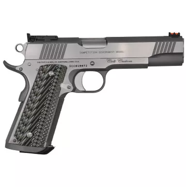 Colt Mfg O1073CS Custom Competition 38 Super 9+1 5" Stainless National Match Barrel, Brushed Stainless Steel Serrated Slide & Frame w/Beavertail, Black G10 Grip, Ambidextrous