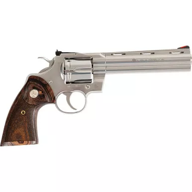 Colt Mfg PYTHONSP6WFTG Python Target 357 Mag 38 Special 6 Shot 6" Stainless Recessed Target Vent Rib Barrel, Cylinder & Frame, Walnut w/Medallion Grip, Exposed Hammer