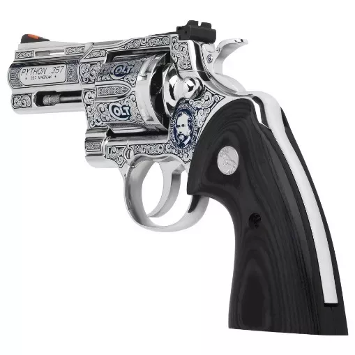 Colt Python .357 Mag Revolver 3″ Stainless Sapphire Engraved PYTHONSP3WTSBLUSEC
