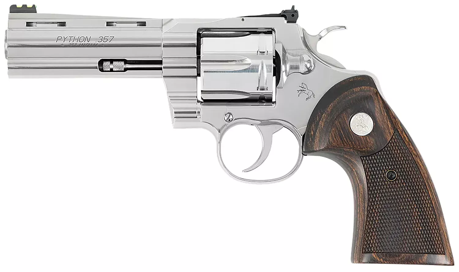 Colt Python Target .357MAG Revolver 6rd 4.25" Vent Rib Barrel Fiber Optic Front Sight Adjustable Rear Sight Walnut Grip Stainless Steel PYTHONSP4WFT