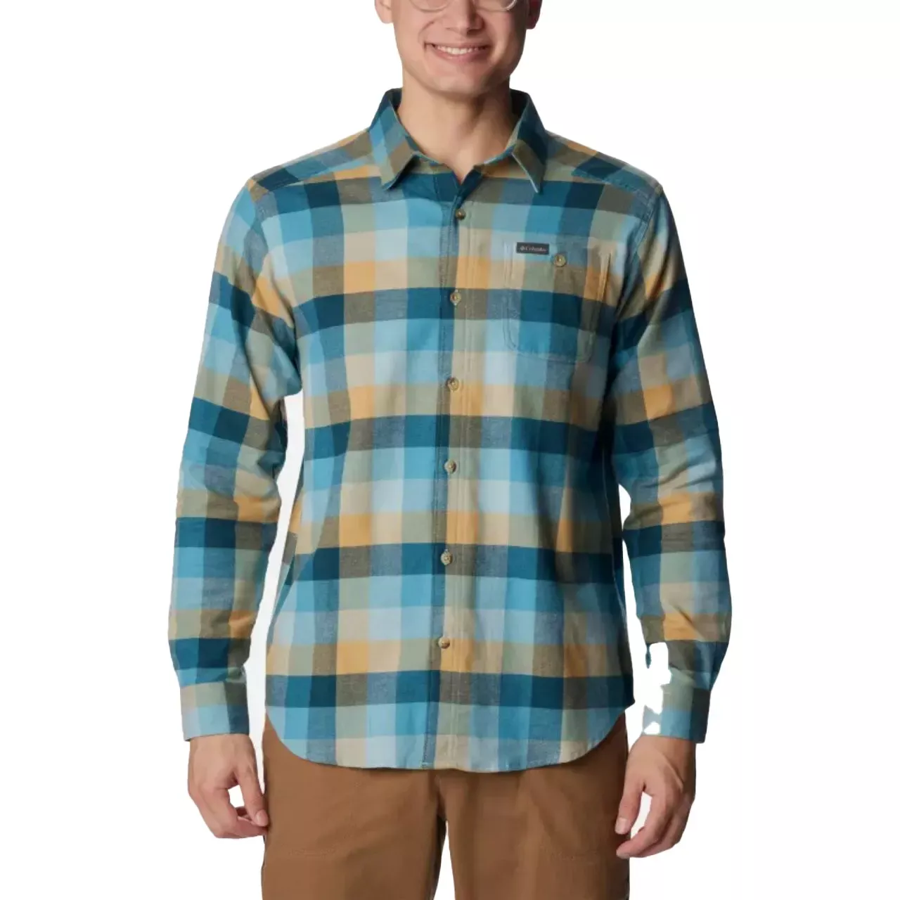 Columbia Men’s Cornell Woods Flannel Plaid Shirt - Blue Buffalo Check