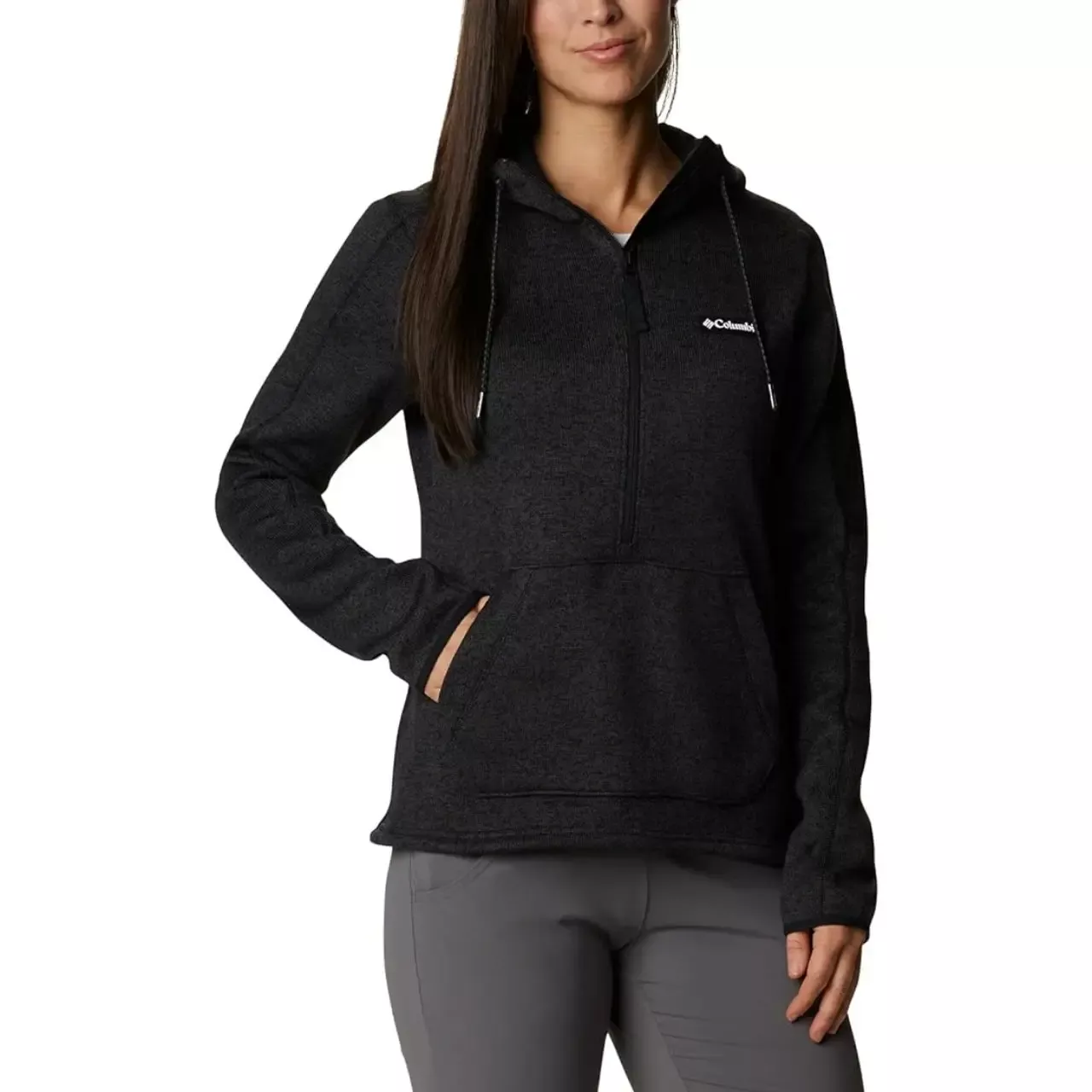 Columbia Women’s Sweater Weather Fleece Hooded Pullover – Black Heather