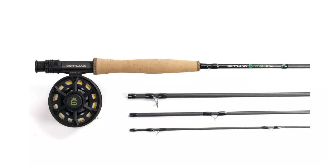Cortland Freshwater Guide Fly Fishing Combo 8′ 4 wt 4-Piece Black 620155