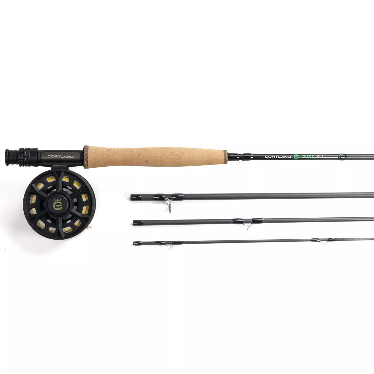 Cortland Freshwater Guide Fly Fishing Combo 9′ 6 wt 4-Piece Black 620131