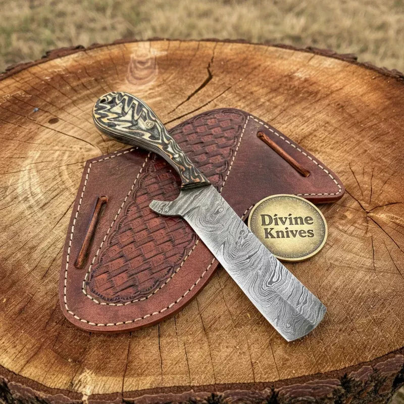Cowboy Bull Cutter Knife with Turquoise HandleHandcrafted Ranch Blade with Crossdraw Sheath