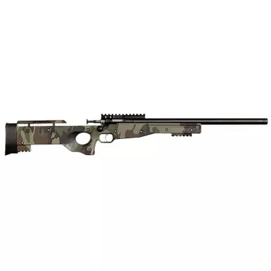 Crickett KSA2150-M81 Precision Full Size 22 LR Single Shot 16.10" Blued Threaded Bull Barrel, Blued Crickettinny Rail Steel Receiver, M81 Woodland Camo Synthetic Adj LOP Stock