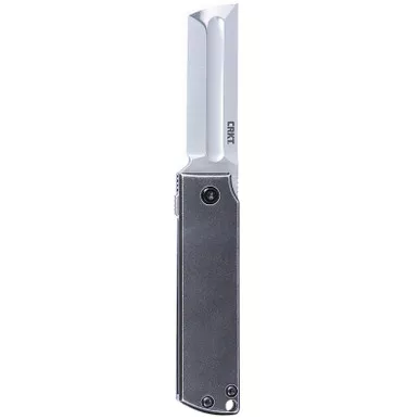 CRKT 5915 MinimalX EDC 2.19" Folding Modified Tanto Plain Satin 12C27 Sandvik Blade, Stonewashed Stainless Steel Handle