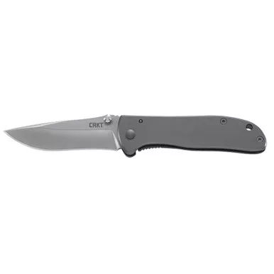 CRKT 6450S Drifter EDC 2.88" Folding Drop Point Plain Satin 8Cr14MoV SS Blade, Silver Stainless Steel Handle