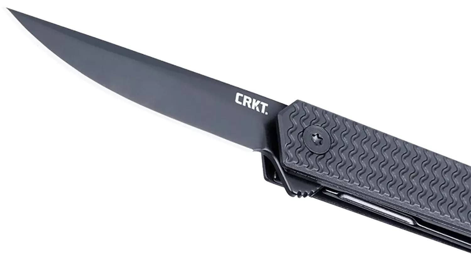 CRKT CEO Microflipper 2.36" Folding Drop Point Plain Black TiNi D2 Steel Blade, Black Textured Aluminum Handle 7081D2K