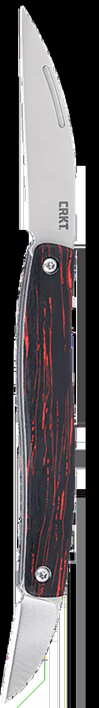 CRKT Forebear 1.06″/2.29″ Folding Wharncliffe Satin 12C27 Sandvik Blade, Black/Red G10 Handle 4810