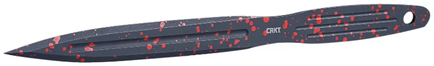 CRKT Onion Throwing Knives 6.25" Fixed Spear Point Plain Non-Sharp Black & Red Spatter 1050 High Carbon