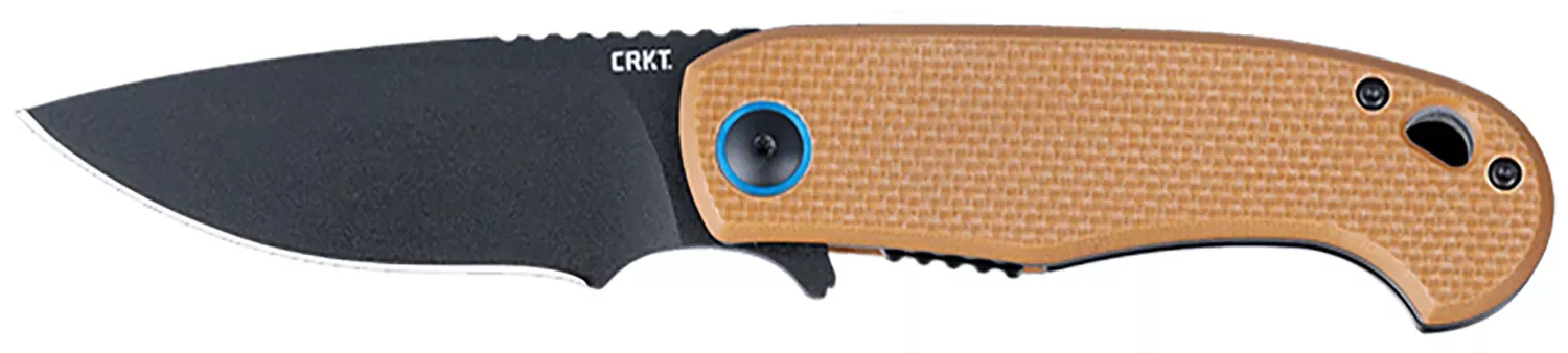 CRKT P.S.D. II 3.03″ Folding Knife Drop Point Plain Black EDP AUS-10 Blade, Coyote Tan Textured G10 Handle 7910