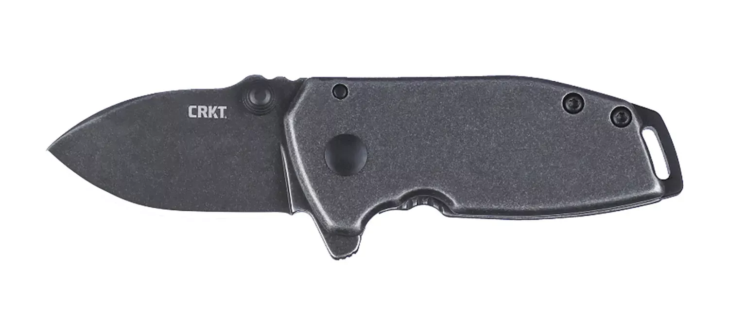CRKT SQUID Compact Folding Plain Stonewashed SS Blade Stainless Steel Handle Includes Pocket Clip