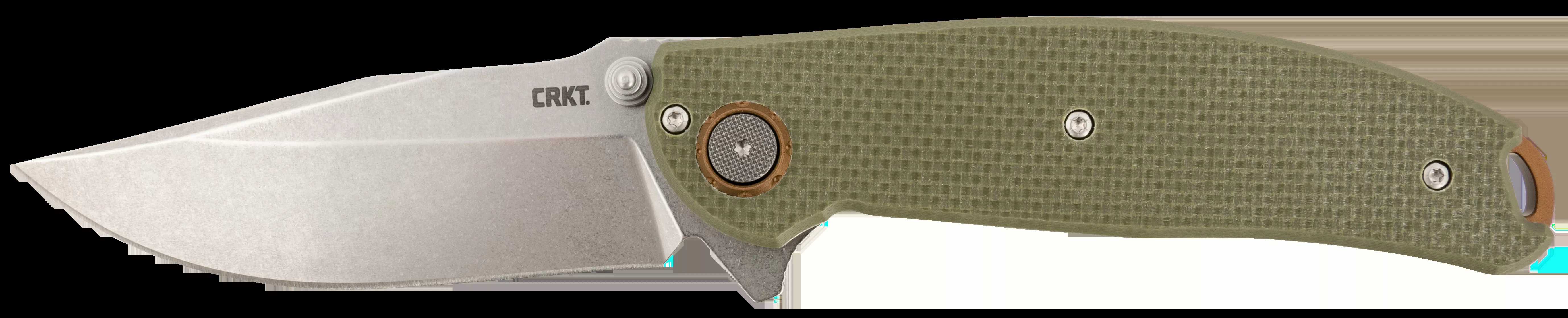 CRKTButte 3.36" Folding Plain Stonewashed D2 Steel Blade OD Green G10 Handle Includes Pocket Clip