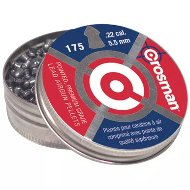 Crosman P022 Pointed Pellets, 0.22 Caliber, Grey, 175 Pack