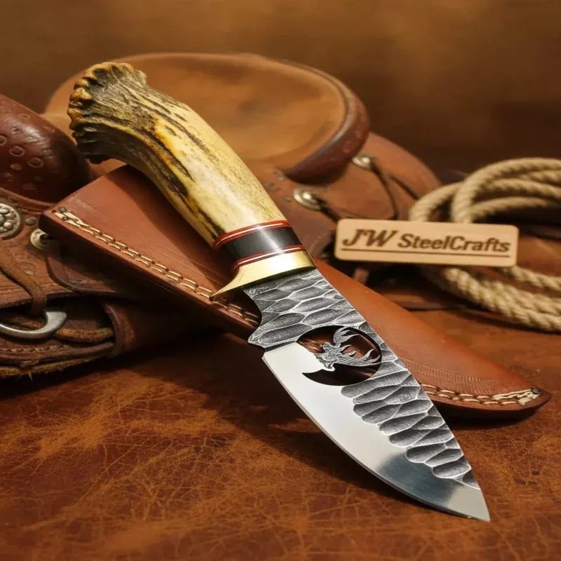 Crown Stag Cutout Knife with Deer Silhouette Design
