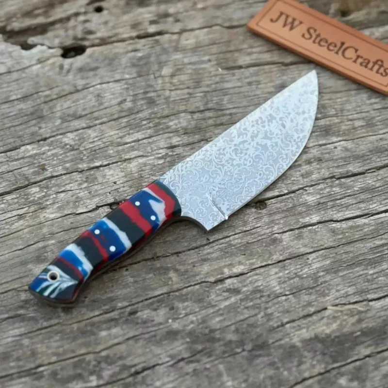 Custom Skinner KnifeHandmade Hunting Blade with Patriot Resin Handle