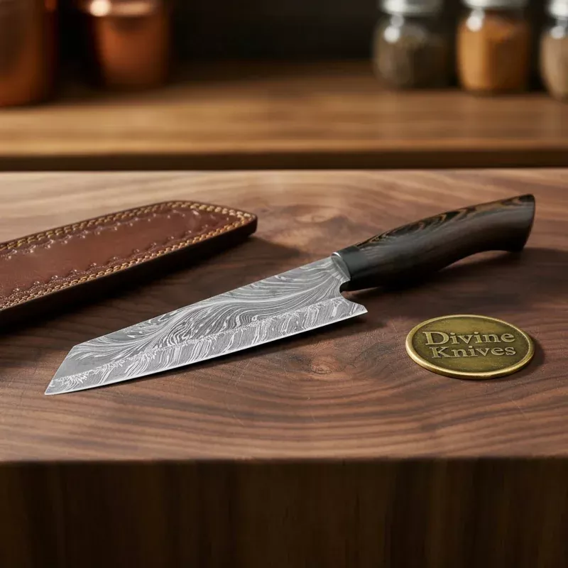 Damascus Carving Knife and Fork Set for Slicing, Serving, and Gifting