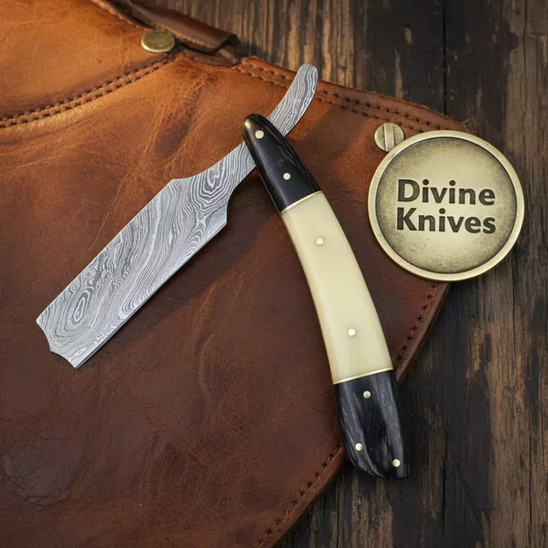 Damascus EDC Knife with Cord-Wrapped HandleHandcrafted Everyday Carry Blade with Western Sheath