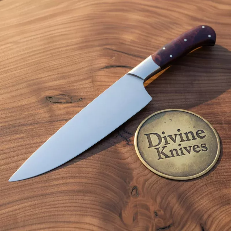 Damascus Utility Knife with Resin HandleHandcrafted Small Kitchen Knife with Sheath