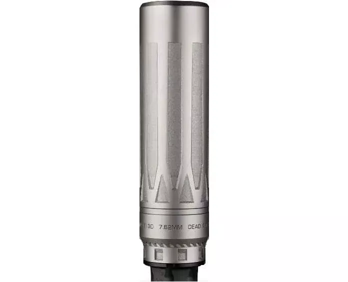Dead Air Armament Nomad TI XC Xeno Silver 7.62mm Silencer w/Adapter & DA124 Omni Brake Titanium Silver