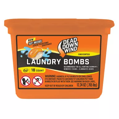 Dead Down Wind 118318 Laundry Bombs Odor Eliminator Unscented Scent 12.24 oz Tub 18 count