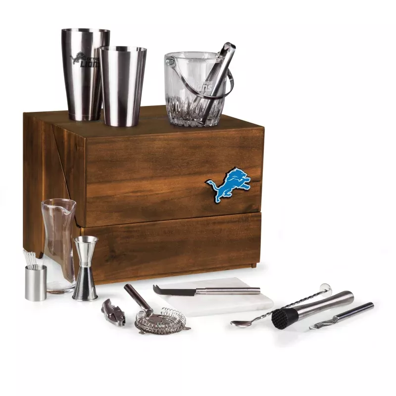 Detroit Lions – Madison Acacia Tabletop Bar Set