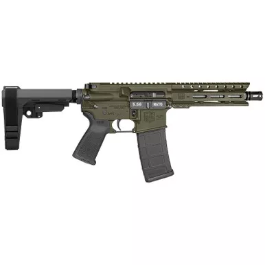 Diamondback DB1913K101 DB15 5.56 NATO 30+1 7" Black Nitride Heavy Threaded Barrel, OD Green Cerakote Picatinny Rail Aluminum Receiver, 6" M-LOK Handguard, SB Tactical Brace & Black Magpul MOE Grip