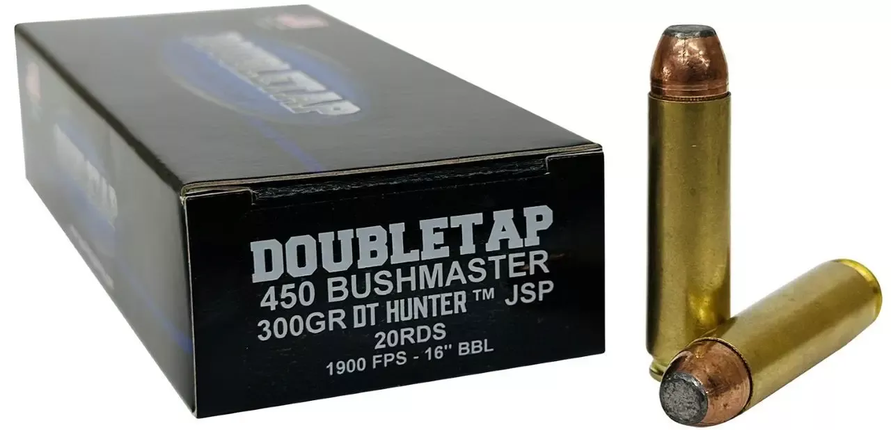 DoubleTap Ammunition .450 Bushmaster Ammo 300 gr Jacketed Soft Point 20 Rounds 450B300SP