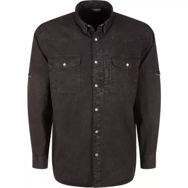 DRAKE Men's Cinco Ranch Western Solid Acid Wash Long Sleeve Shirt (DS2234)