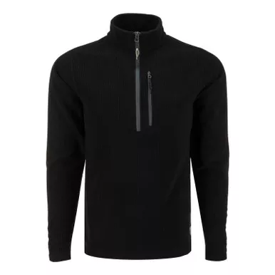 DRAKE Men's Fall River Grid Fleece Caviar Black Half Zip Pullover (DS2070-CAB)