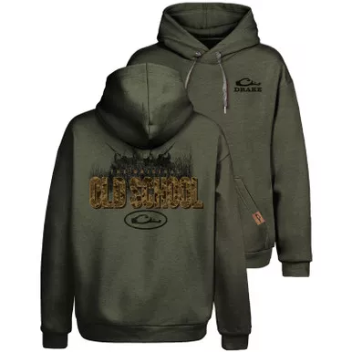 DRAKE Men's Old School Graphic Deep Depths Dark Heather Hoodie (DS1660)