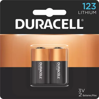 Duracell 041333212104 Lithium Batteries CR123, Black, 2 Pack