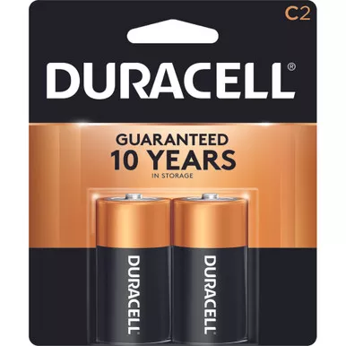 Duracell 041333214016 Coppertop Batteries C, Black, 2 Pack