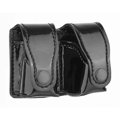 Dutyman 5831 High-Gloss Leather Revolver Speed Loader Holders, Black