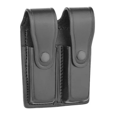 Dutyman 8511 Plain Leather Double Magazine Holder for 9mm, Black