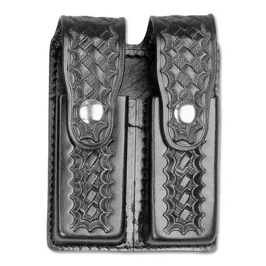 Dutyman 8621 Basketweave Leather Double Magazine Holder for Colt 1911, Black