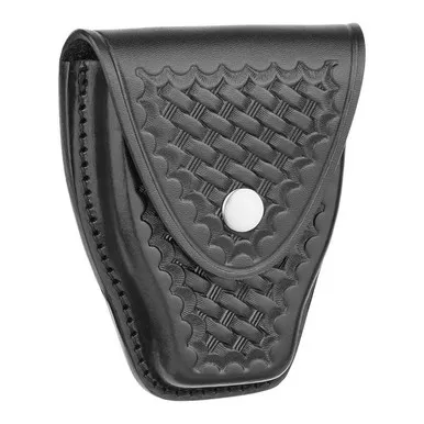 Dutyman 9121 Basketweave Leather Tapered Closed Single Cuff Case, Black