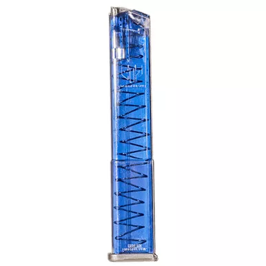ETS Group GLK18G2BLU Pistol Mags 31rd Extended w/Gen2 Floor Plate 9mm Luger Compatible w/ Glock 17/18/19/19X/26/34/45 Clear Blue Polymer