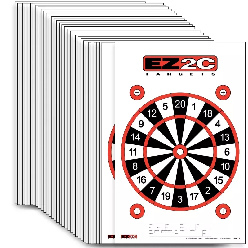 EZ2C Targets #15: Dartboard Paper Shooting Target 11×17 USA Made